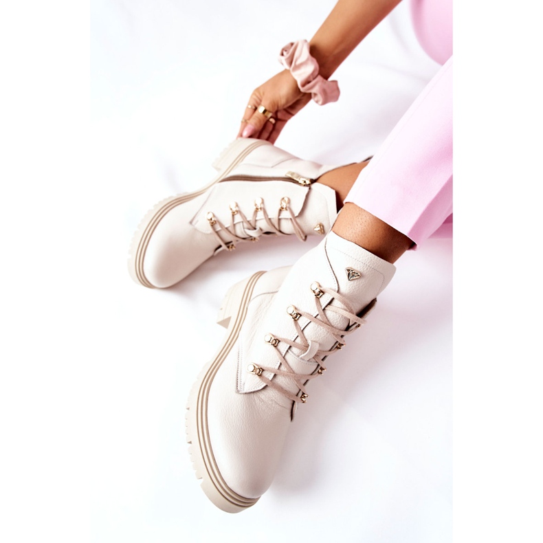 Cizme de damă piele întoarsă bej Nicole 2674 2