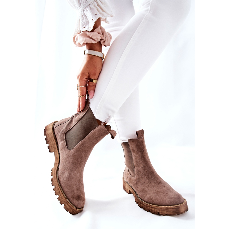 Ghete din piele Cizme Jodhpur Nicole Brown Brace maro 2