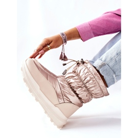 Cizme de zăpadă calde pentru femei, cu fermoar auriu de aur 2