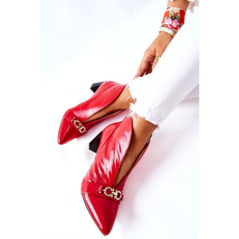 Cizme de piele pe un post Maciejka Red 05262-08 roșu 1