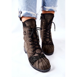 Cizme din piele caldă pentru femei Maciejka Olive 03961-24 verde 2