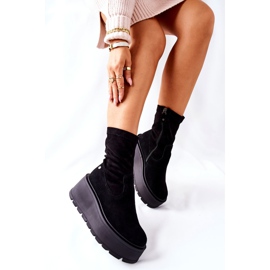 Cizme din piele de căprioară pe platforma Maciejka negru 05319-01 2