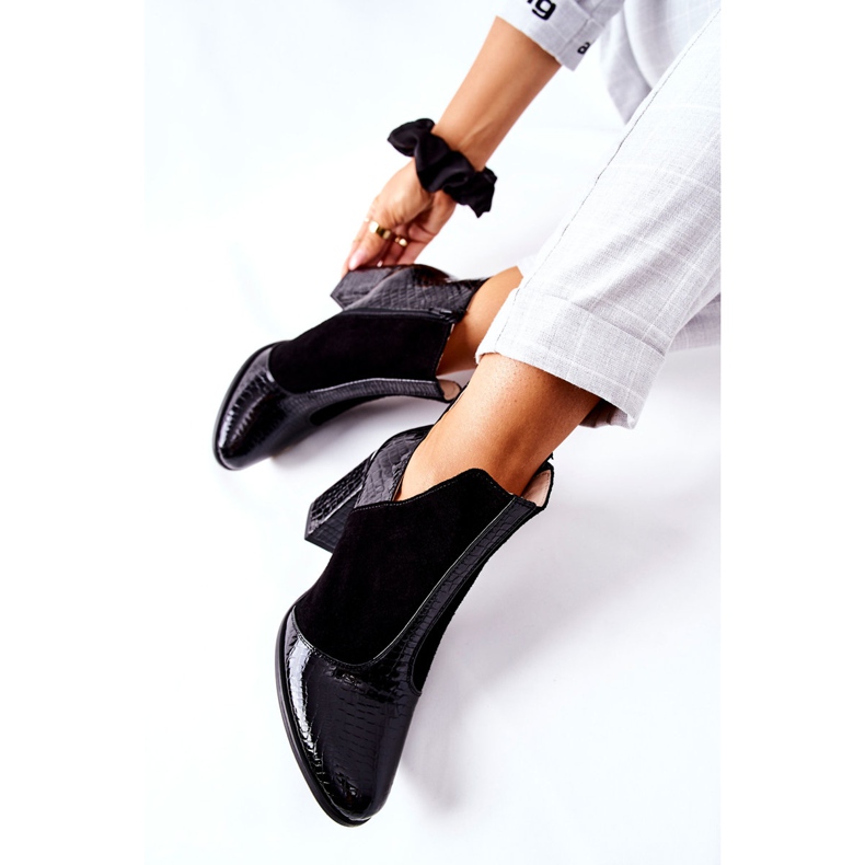 PA2 Cizme de piele pentru femei pe toc negru Doresc 2