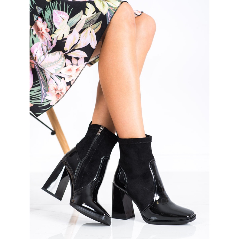 S. BARSKI Ghete pe toc trapezoidal S.BARSKI negru 2