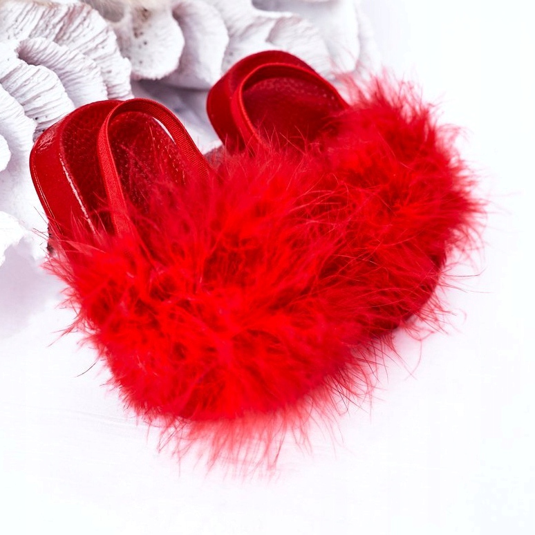 FR1 Papuci de cauciuc pentru copii cu blană roșie Skylar roșu 3