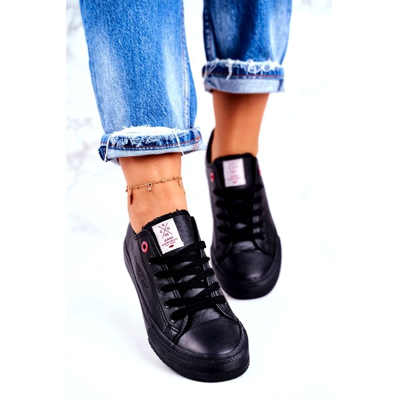 Cross Jeans Pantofi de damă cu blugi încrucișați din piele ecologică neagră DD2R4029CFW20 negru 3