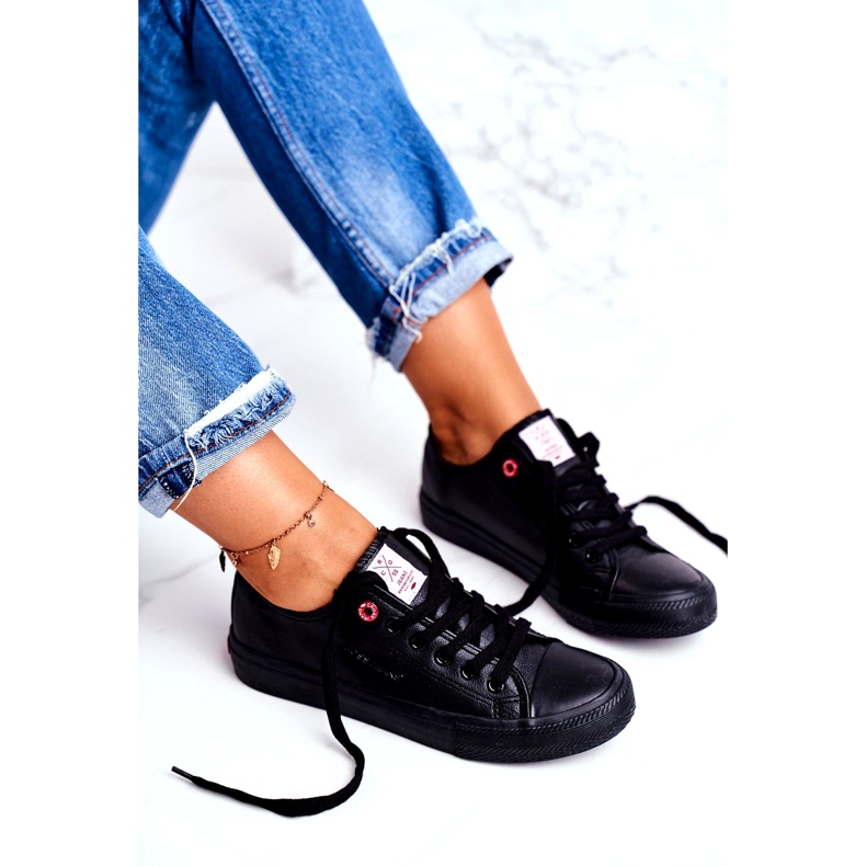 Cross Jeans Pantofi de damă cu blugi încrucișați din piele ecologică neagră DD2R4029CFW20 negru 4