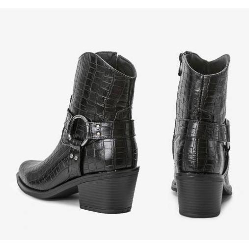 Cizme de cowboy negre cu model crocodil Lav negru 2 Cizme de cowboy negre cu model crocodil Lav negru 2