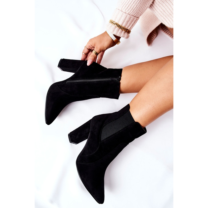 PG1 Cizme de piele de damă pe toc negru Kastren 1