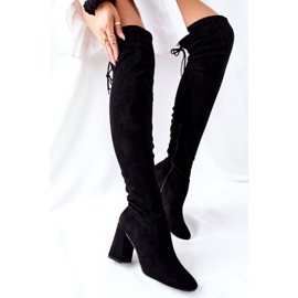 PG1 Cizme Agaloa din piele neagră pe o bară negru 1