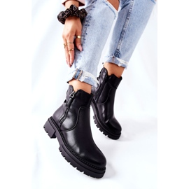 PE1 Cizme înalte Silvan negre cu fermoare negru 2