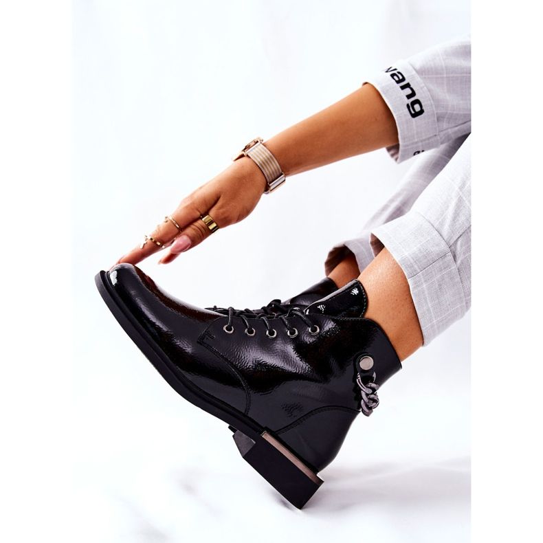 Cizme calde lăcuite Sergio Leone negru BT405 2