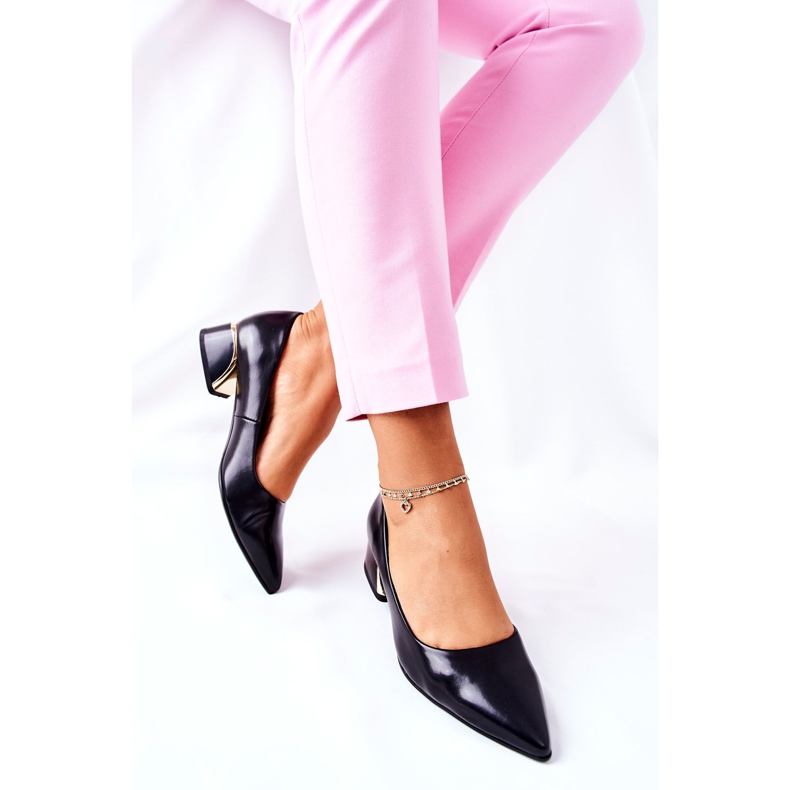 S.Barski Pompele elegante din piele Samira neagră negru 1