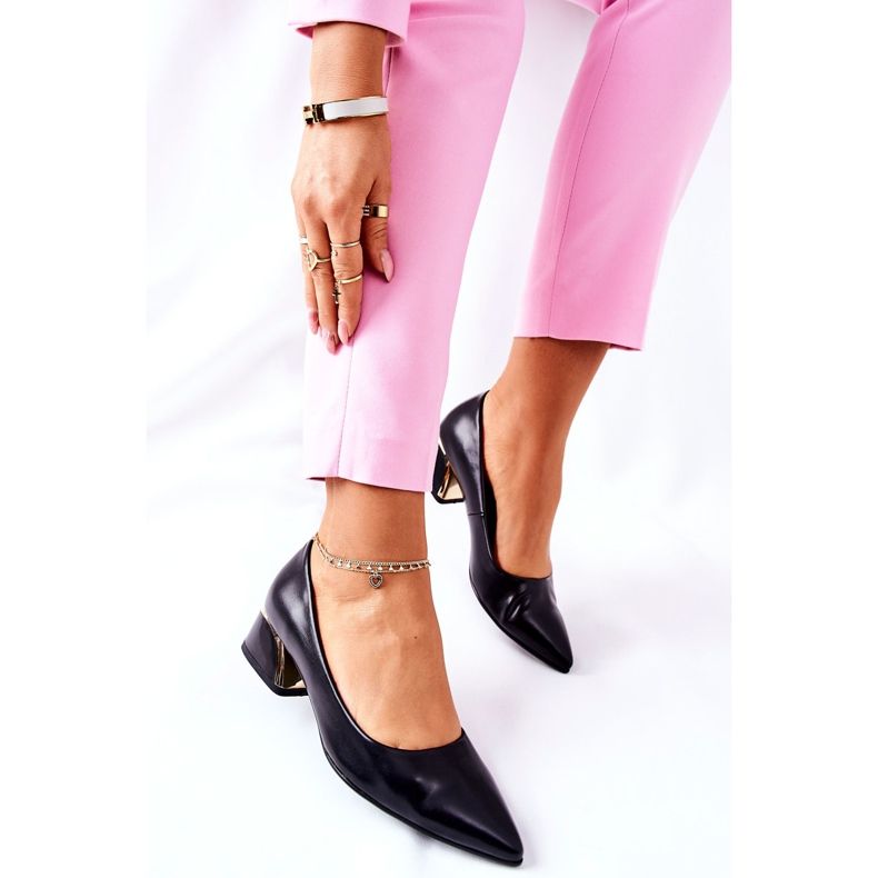 S.Barski Pompele elegante din piele Samira neagră negru 2