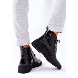 S.Barski Cizme de lucru negre lăcuite Vica negru 2