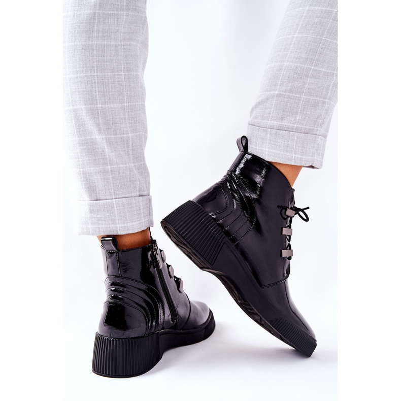 S.Barski Cizme de lucru negre lăcuite Vica negru 2