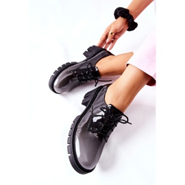 S.Barski Încălțăminte lacate, legate, negre și gri, Mosa negru 2