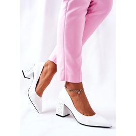 S.Barski Pompe din piele pe o bară Cherith albă 1