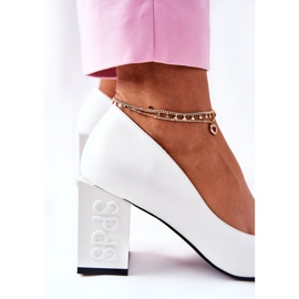 S.Barski Pompe din piele pe o bară Cherith albă 2