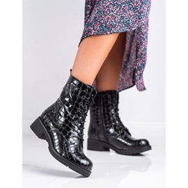 SHELOVET Cizme Trapper cu dantelă negru 2