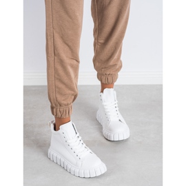 SHELOVET Adidași albi la modă, din piele ecologică 1