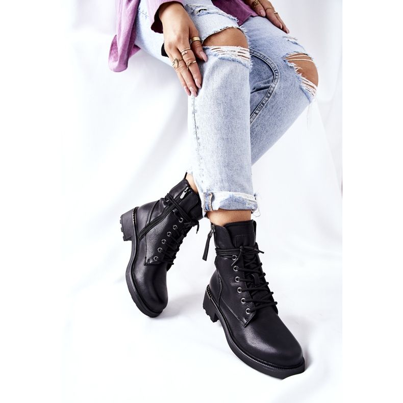 Cizme negre de lucru Maisa, cu fermoare negru 2