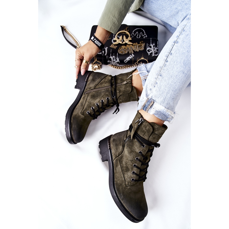 PE1 Cizme înalte pentru muncitori cu fermoare verzi Maisa verde 1