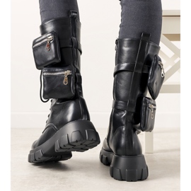 Cizme negre cu pliculețe Apolline negru 1