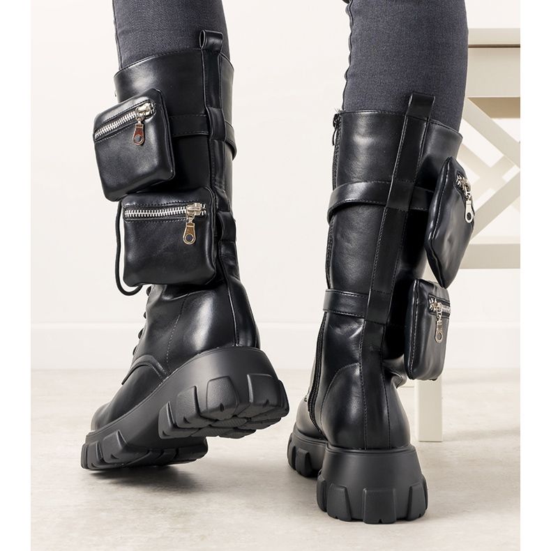 Cizme negre cu pliculețe Apolline negru 1