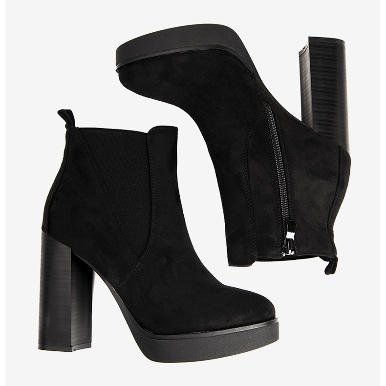 Cizme negre de damă pe un post înalt Lacasse negru 1