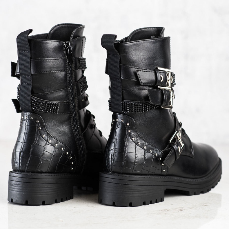 Erynn Muncitori negri cu catarame decorative negru 1