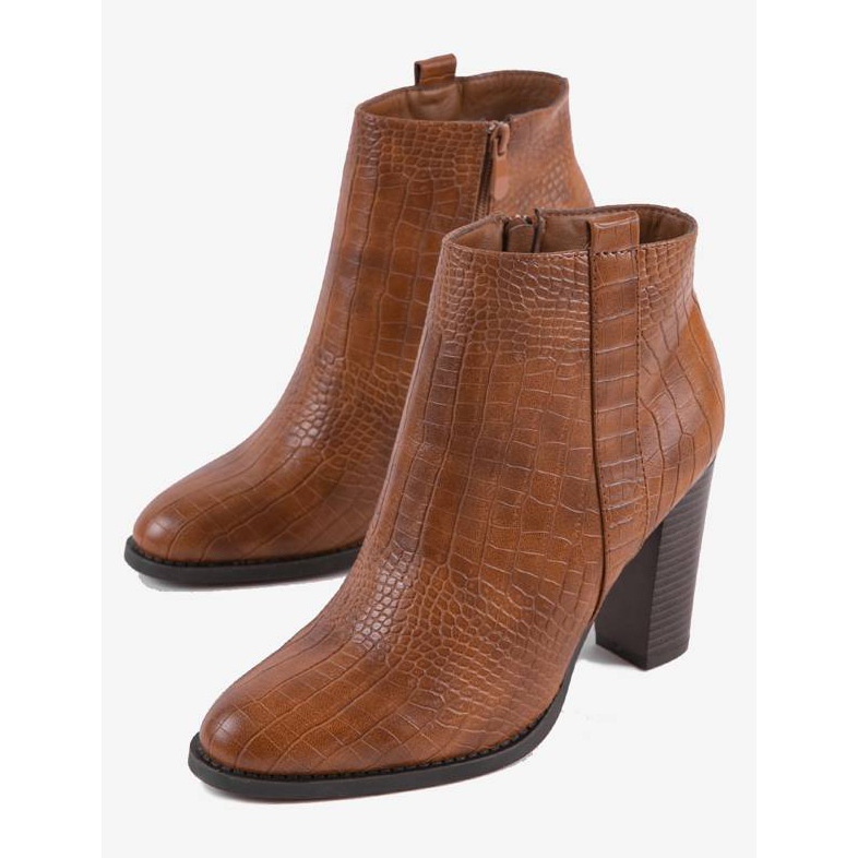 Cizme de cămilă pe stâlpul de crocodil cu model Remini maro 2