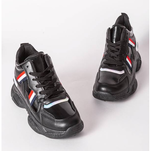 Încălțăminte urâtă neagră pe tălpi groase Lexi negru multicolor 1