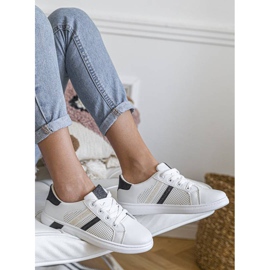 Pantofi sport Betsy cu sclipici negru alb 1