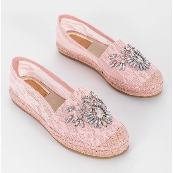 Espadrile roz cu zirconiu cubic Lordly 1