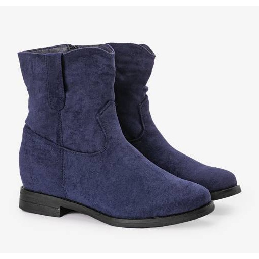 Cizme de culoare albastru marină pe un toc acoperit cu pană Buenna 2