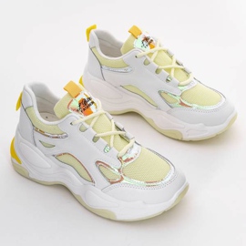 Adidași albi cu talpă groasă de la Big Fun galben 1