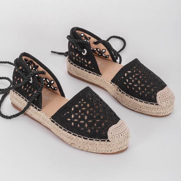 Espadrile deschise negre Peekaboo negru 1