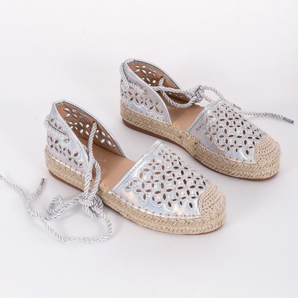 Espadrile cu argint ajurate Peekaboo gri 1