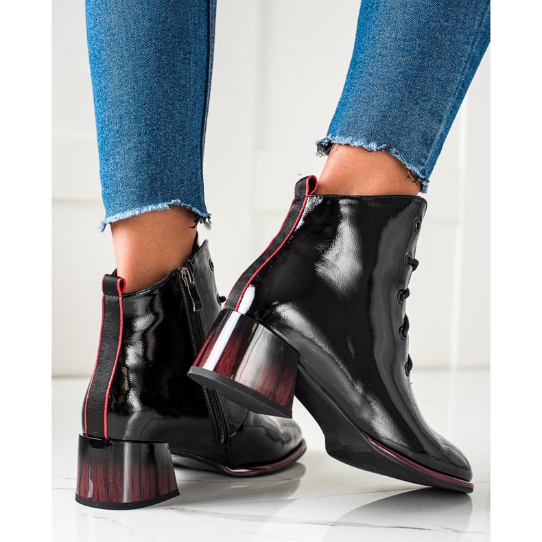 S. BARSKI Cizme cu cordon pe tocuri înalte de S.BARSKI negru 2