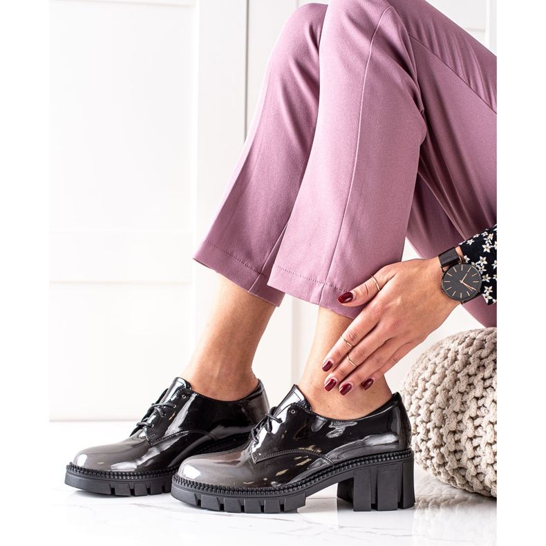 S. BARSKI Pantofi lăcuți S.BARSKI negru gri 1