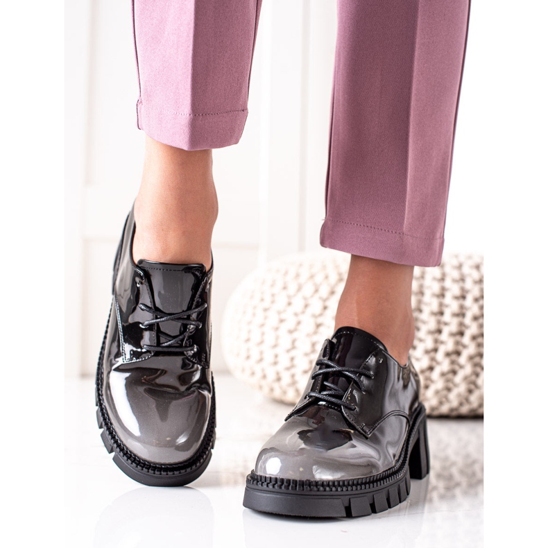 S. BARSKI Pantofi lăcuți S.BARSKI negru gri 2