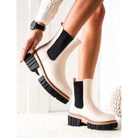 Seastar Cizme Chelsea pe platforma modei bej negru 2 Seastar Cizme Chelsea pe platforma modei bej negru 2