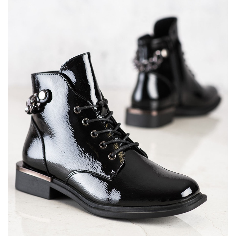 Cizme elegante lăcuite de Sergio Leone negru 1