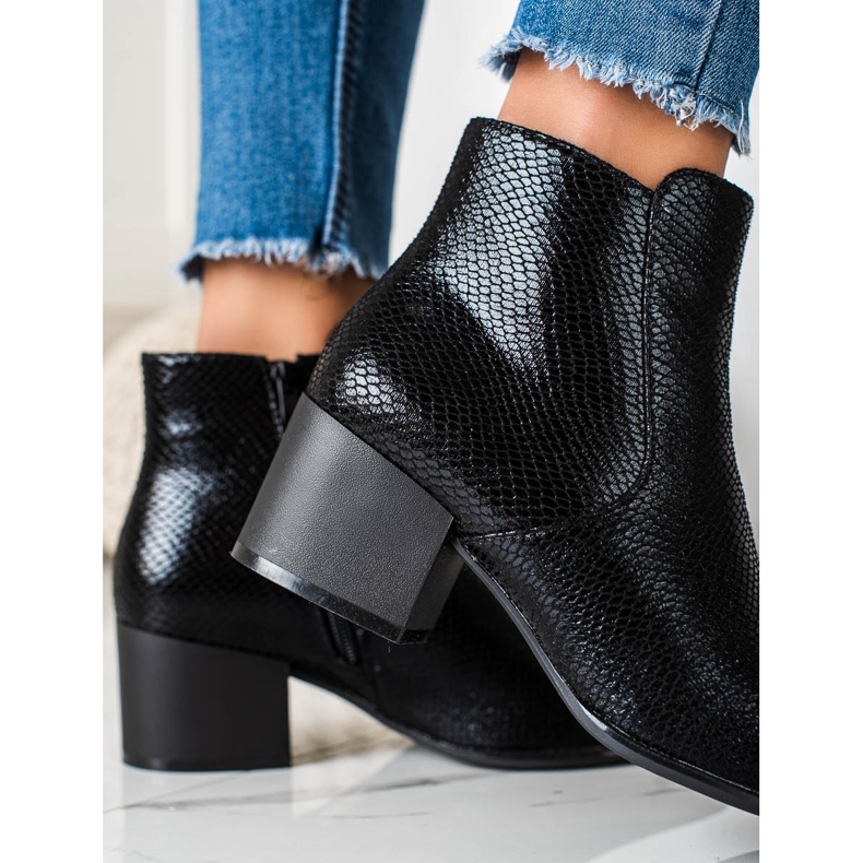 Cizme Sergio Leone cu imprimare șarpe strălucitoare negru 1