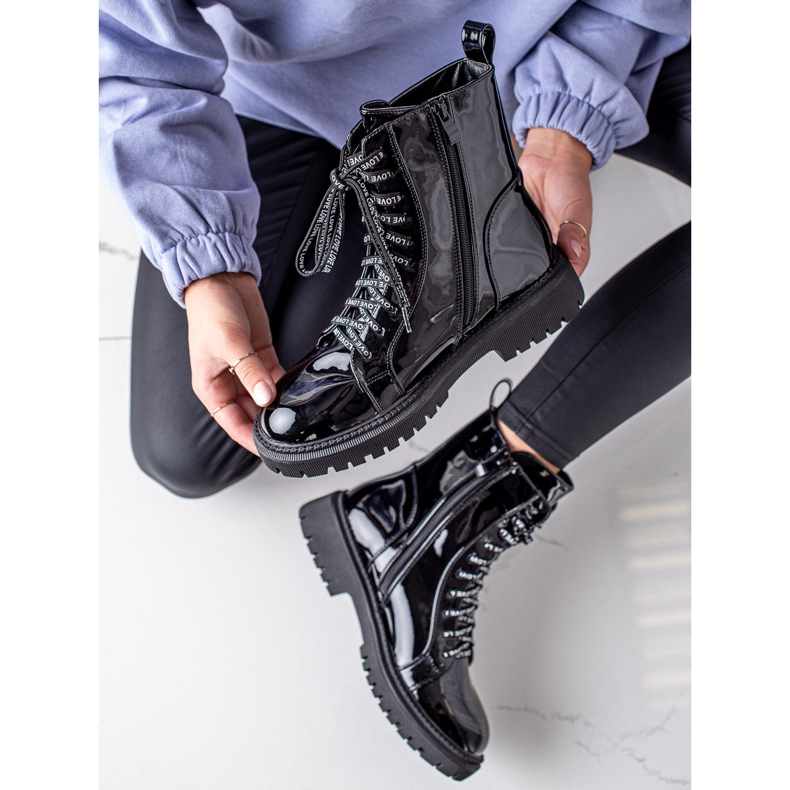 Goodin Patent Boots Love negru 2 Goodin Patent Boots Love negru 2