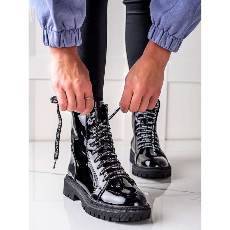 Goodin Patent Boots Love negru 1 Goodin Patent Boots Love negru 1