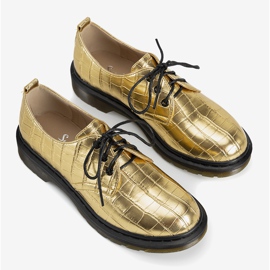 Oxfords aurii în modelul pielii de crocodil Flaure de aur 1