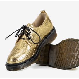 Oxfords aurii în modelul pielii de crocodil Flaure de aur 2