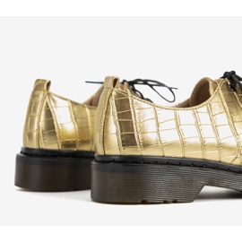 Oxfords aurii în modelul pielii de crocodil Flaure de aur 3